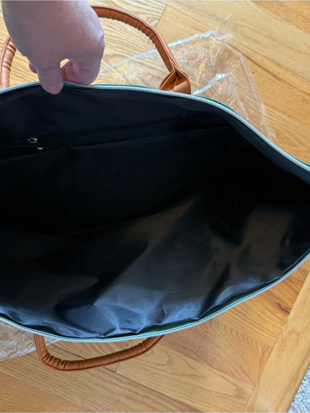Stylish Green and Tan Men’s Duffel Bag
